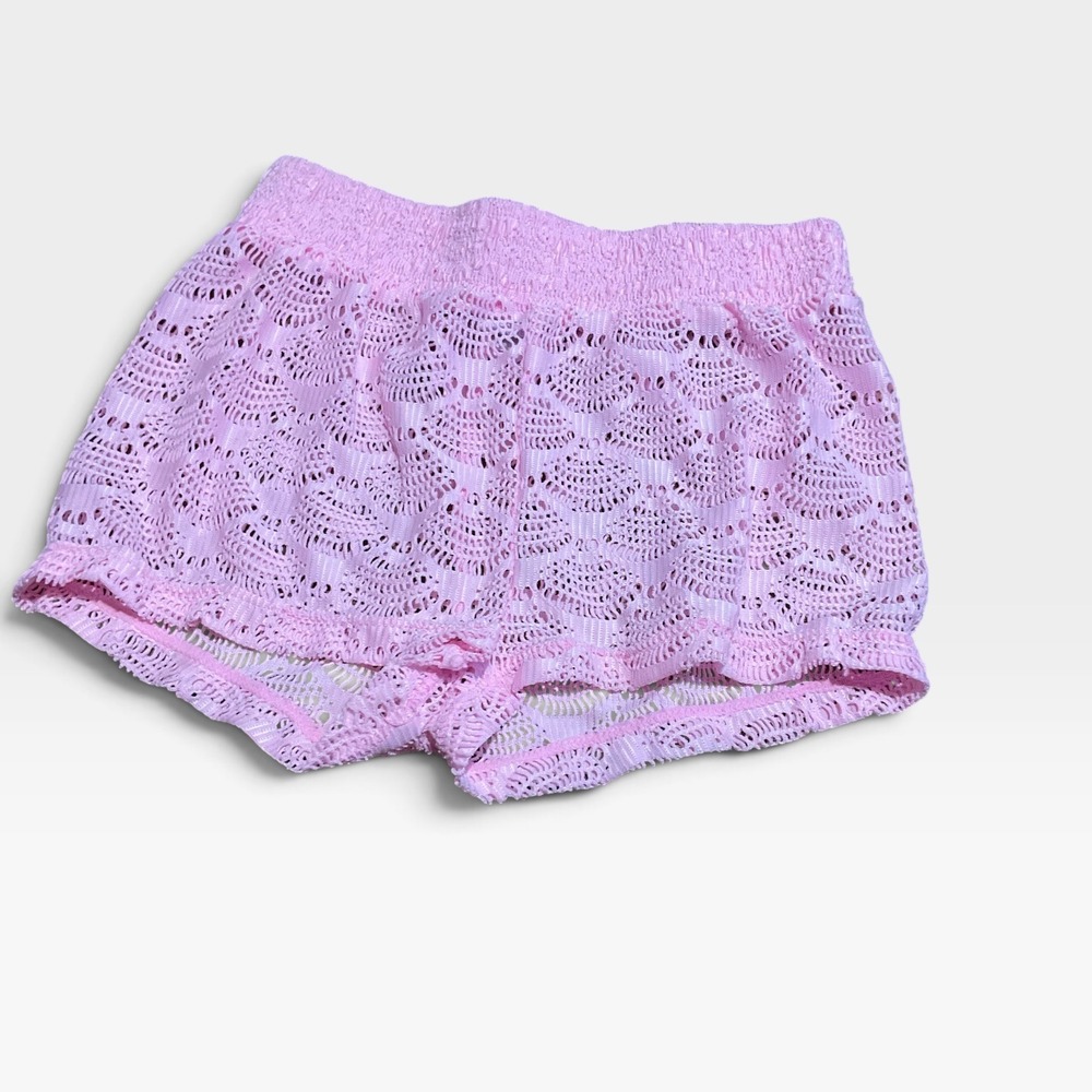More Than Magic Swim Shorts Girls S 6/6X Pink Excellent Crochet Lace Coverup